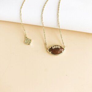 NEW Kendra Scott Football Gold Orange Goldstone Short Necklace